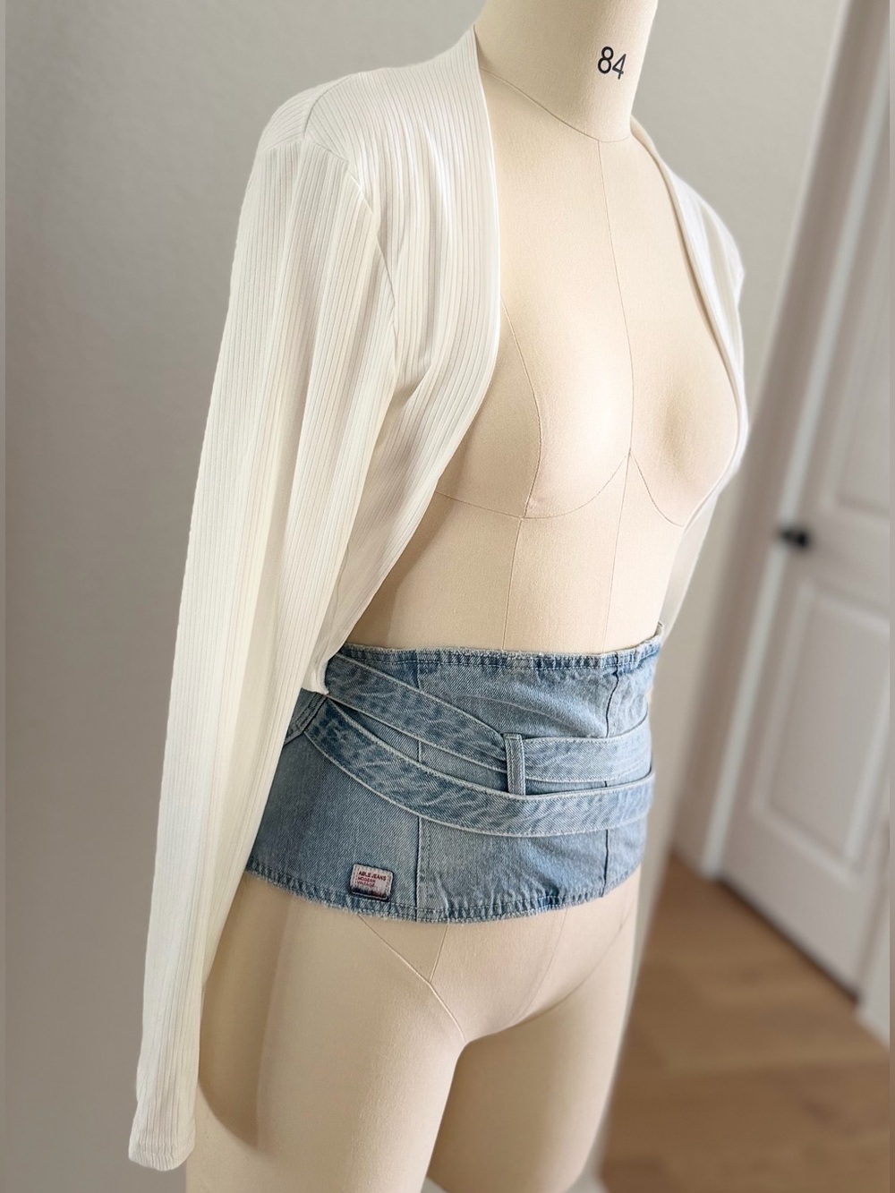 NEW White Stretch Ribbed Open-Front Women's Top
